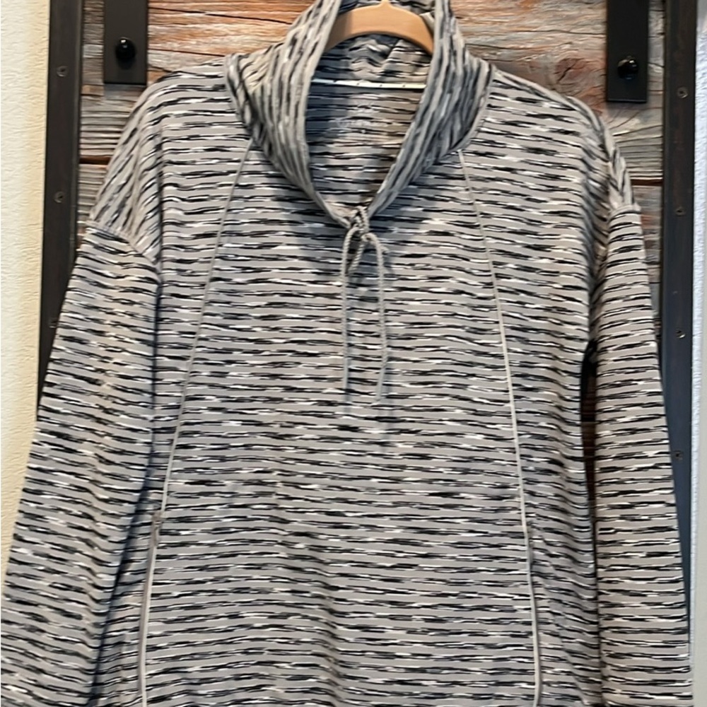 Talbots Black and Gray Cowl Neck Activewear Top